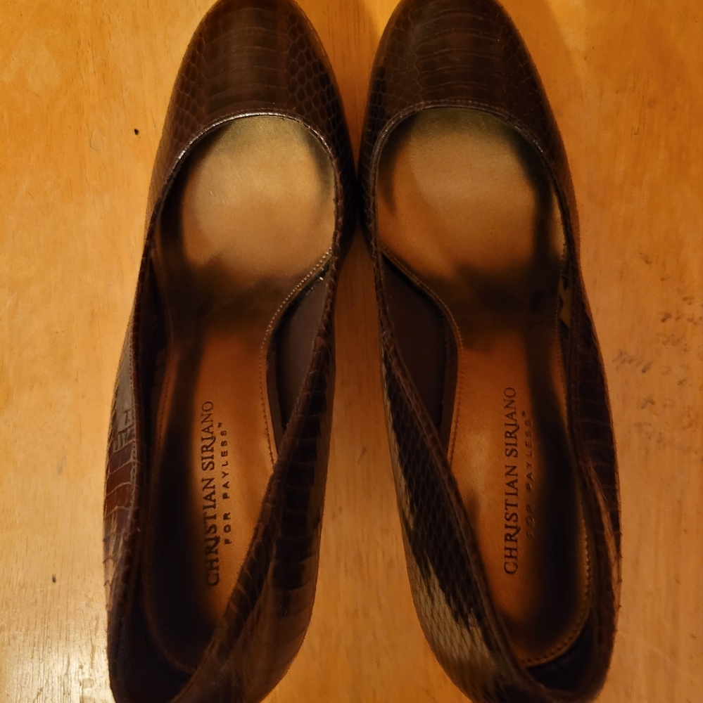 Brown Christian siriano high heel pumps